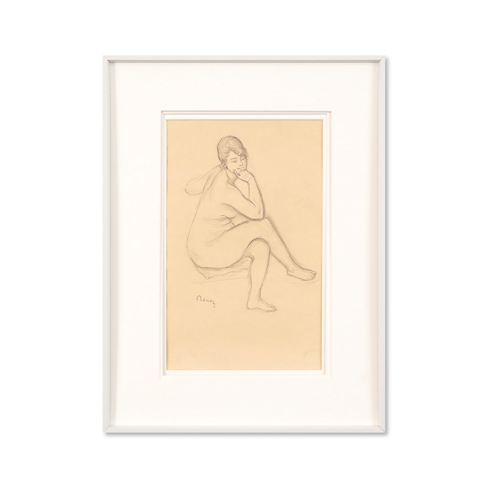 PIERRE-AUGUSTE RENOIR (1841-1919), ATTRIBUTED TO, PENCIL ON PAPER: Signed (lower left) Image Dimensions: 14 x 8 7/8 in (35.6 x 22.6 cm) This painting comes with COA. Pierre Auguste Renoir, one of the founding masters of Impressionism, devoted his life to the celebrat