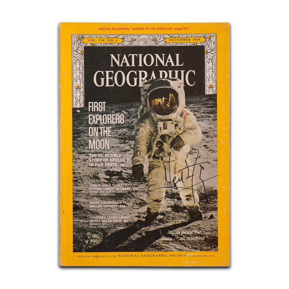 NEIL ARMSTRONG SIGNED NATIONAL GEOGRAPHIC MAGAZINE (DECEMBER 1969) (1 of 3)