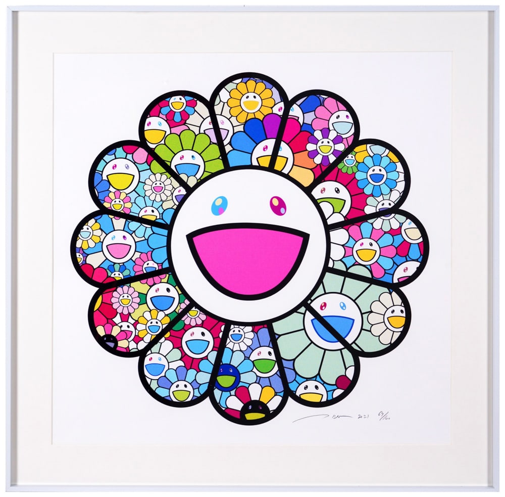 TAKASHI MURAKAMI (B.1962), OFFSET LITHOGRAPH: Image Dimensions: 18 7/8 x 18 7/8 in (48 x 48 cm) Signed (lower right) Takashi Murakami (B. 1962), widely regarded as the foremost figure of contemporary Japanese art, has redefined the global percept
