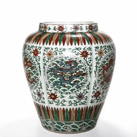 A JIAJING PERIOD WUCAI 'DRAGON' JAR