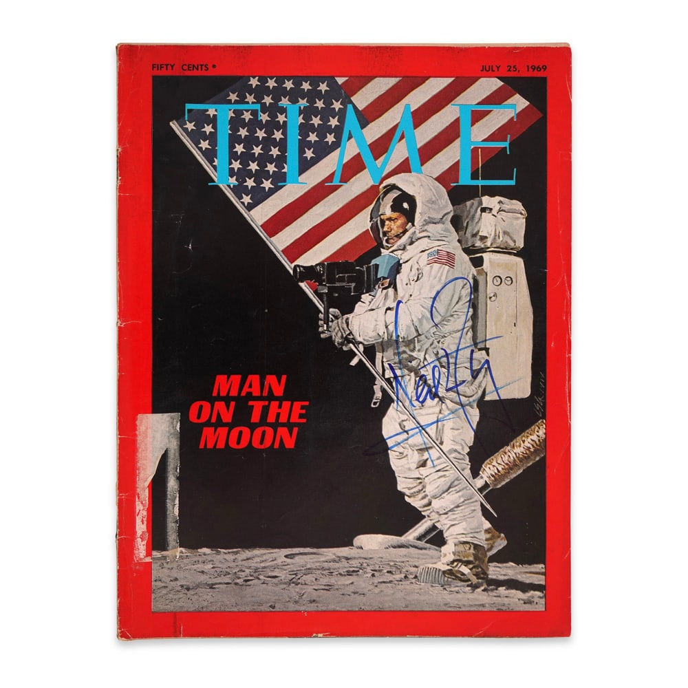 NEIL ARMSTRONG SIGNED "TIME" MAGAZINE COVER - MAN ON THE MOON, JULY 25, 1969 (1 of 3)
