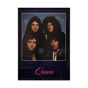 VERY RARE QUEEN FULLY SIGNED PROMOTIONAL POSTER, C.1970S