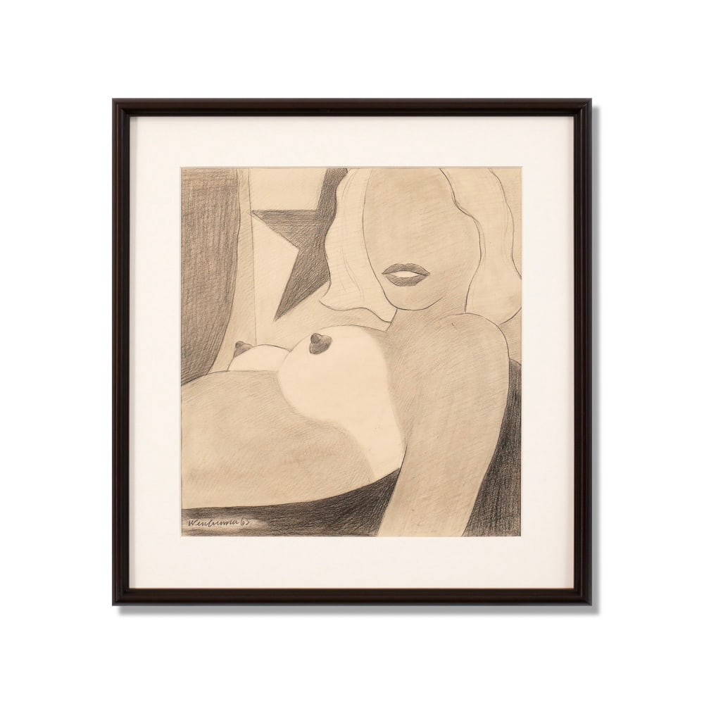 TOM WESSELMANN (1931-2004), ATTRIBUTED TO, CHARCOAL ON PAPER: Signed (lower left) Image Dimensions: 13 x 12 1/8 in (33 x 30.8 cm) Framed Dimensions: 17 7/8 x 16 7/8 in (45.5 x 43 cm) This painting comes with COA. Tom Wesselmann was one of the most influential fi