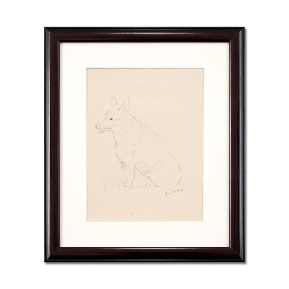 TASHA TUDOR SIGNED DRAWING: Image dimensions: 11 3/8 x 8 1/4 in (28.9 x 21 cm) Framed dimensions: 17 3/8 x 14 3/8 in (44 x 36.5 cm) Provenance and authentication: This collectible has undergone a rigorous forensic evaluation. Th