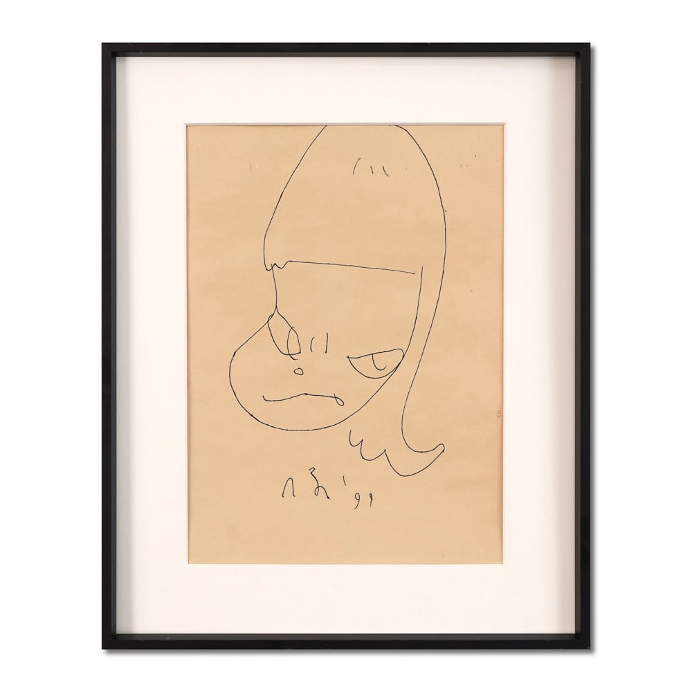 YOSHITOMO NARA (B.1959), ATTRIBUTED TO, DRAWING ON PAPER: Signed (lower center) Image Dimensions: 5 1/2 x 7 1/2 in (14 x 19 cm) Framed Dimensions: 12 1/8 x 14 5/8 in (30.8 x 37.2 cm) This painting comes with COA. Yoshitomo Nara stands as one of the most dist