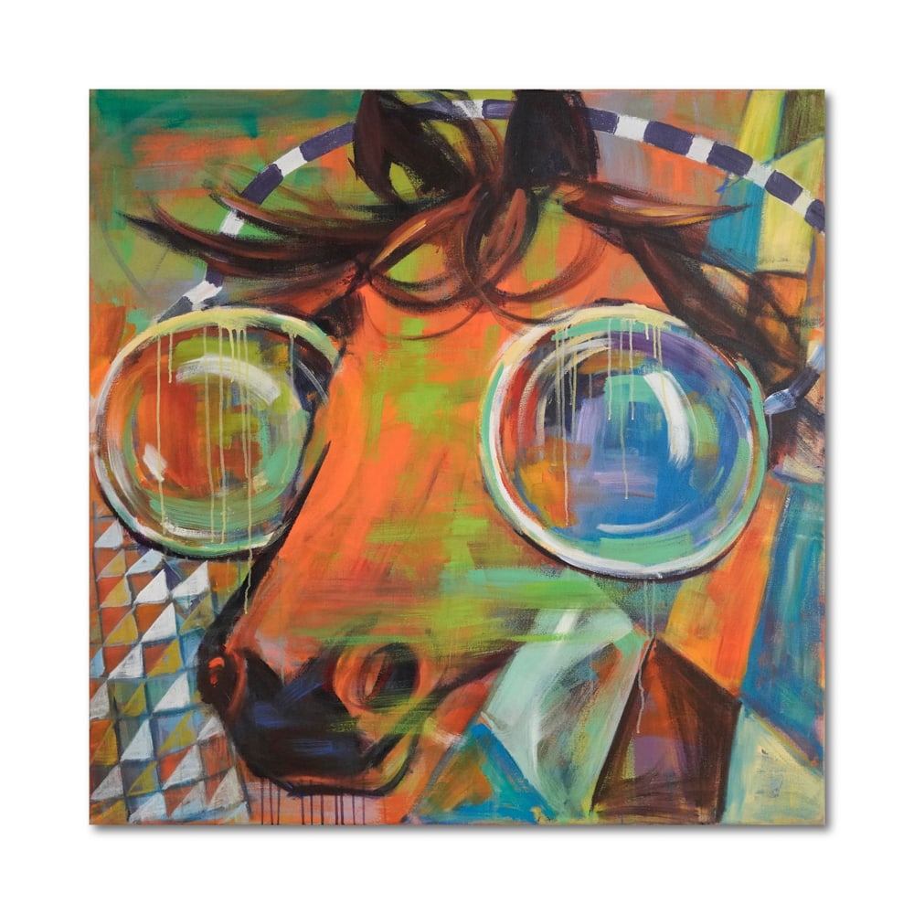 ALBERT OEHLEN (B.1954), ATTRIBUTED TO, OIL ON CANVAS: Image Dimensions: 47 1/4 x 47 1/4 in (120 x 120 cm) Signed (verso) This painting comes with COA. Albert Oehlen's "Horse Head" (1994) is a striking example of the artist's transitional period in the ea