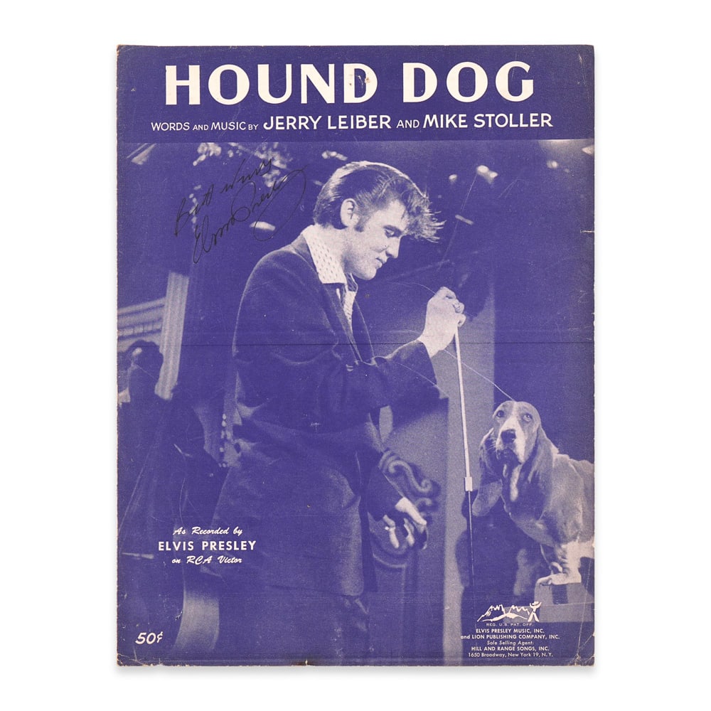 ELVIS PRESLEY SIGNED SHEET MUSIC COVER - "HOUND DOG" (1 of 3)