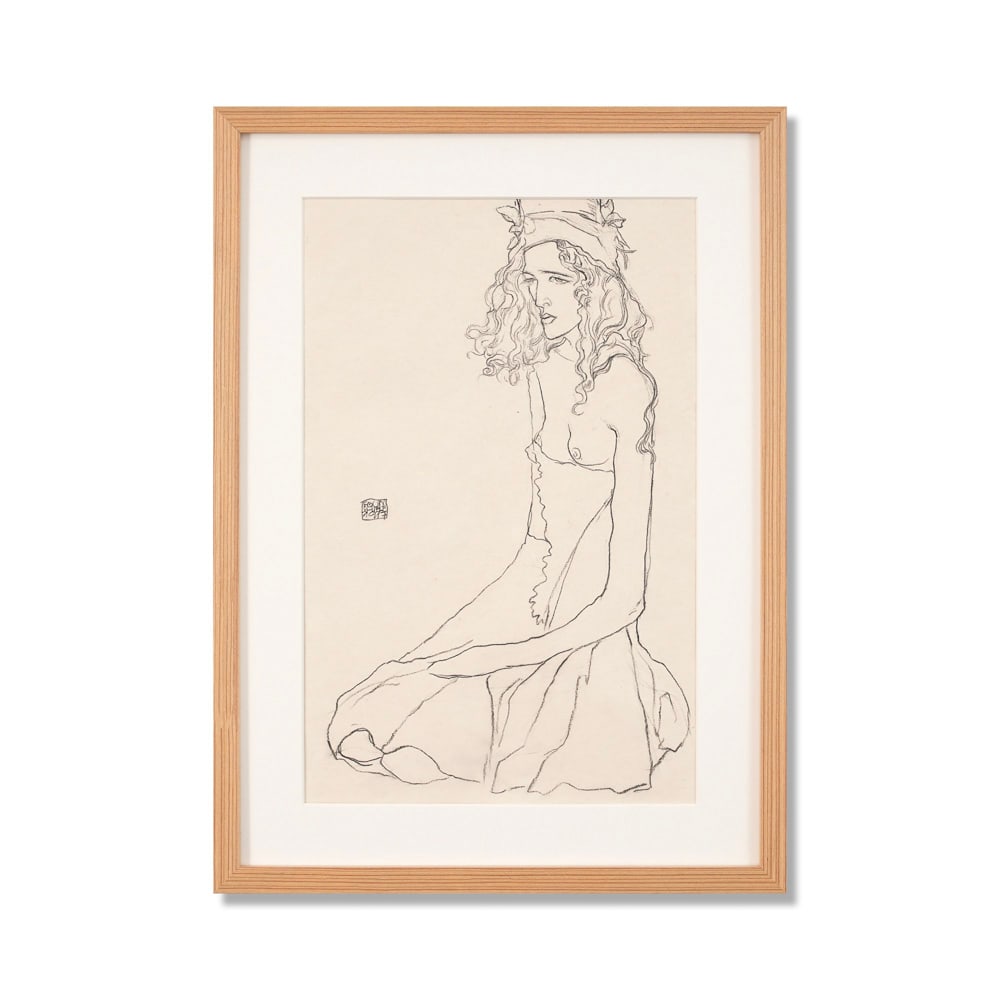 EGON SCHIELE (1890-1918), ATTRIBUTED TO, PENCIL ON PAPER: Signed (left center) Image Dimensions: 18 1/8 x 11 5/8 in (46 x 29.6 cm) Framed Dimensions: 23 x 16 1/2 in (58.5 x 42 cm) This painting comes with COA. Egon Schiele stands as one of the most distincti