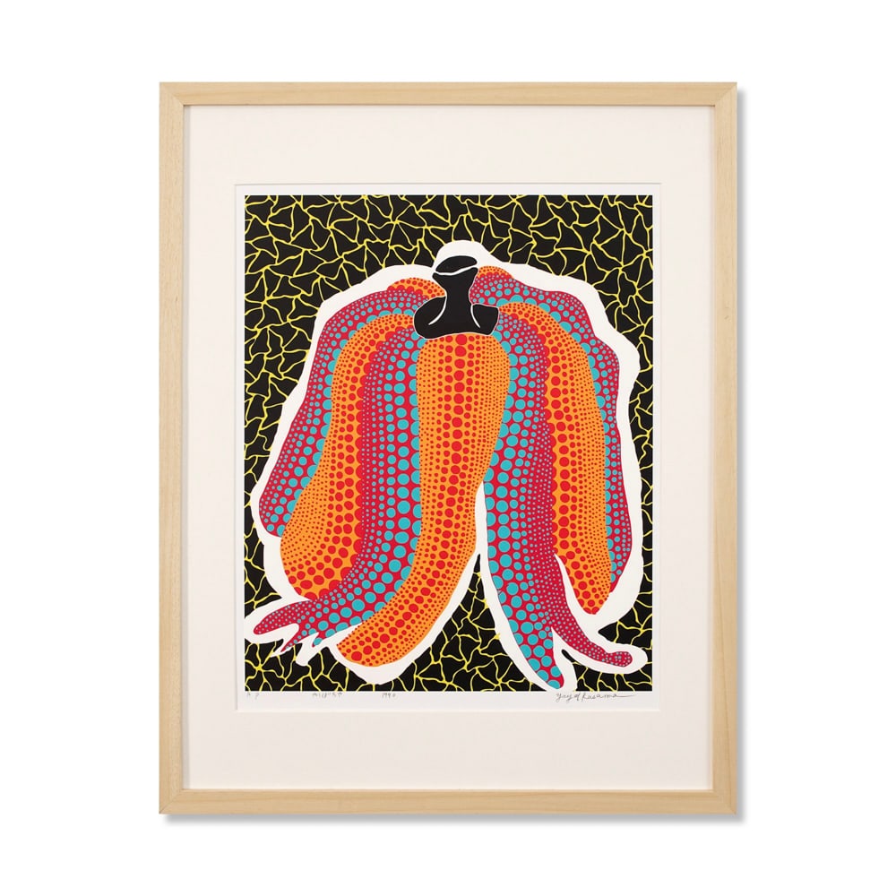 YAYOI KUSAMA (B.1929), SILKSCREEN PRINT: Signed (lower right) Image Dimensions: 22 x 17 1/2 in (56 x 44.5 cm) Framed Dimensions: 30 3/4 x 24 in (78 x 61 cm) Yayoi Kusama (b. 1929) stands as one of the most iconic and influential female artis