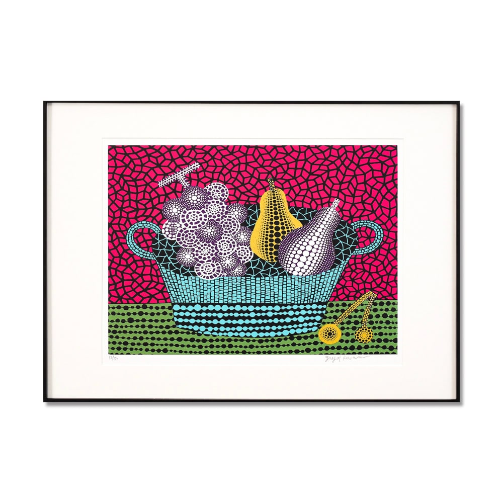 YAYOI KUSAMA (B.1929), SILKSCREEN PRINT: Signed (lower right) Image Dimensions: 19 7/8 x 15 in (50.5 x 38 cm) Framed Dimensions: 27 3/4 x 19 7/8 in (70.5 x 50.5 cm) Yayoi Kusama (b. 1929) stands as one of the most iconic and influential fema