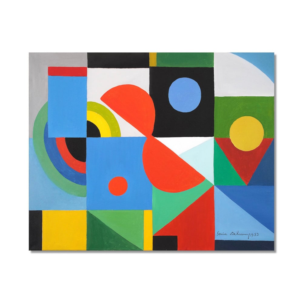 SONIA DELAUNAY (1885-1979), ATTRIBUTED TO, OIL ON CANVAS: Signed (lower right and verso) Image Dimensions: 31 7/8 x 39 3/8 in (81 x 100 cm) This painting comes with COA. Sonia Delaunay stands as a central figure in the development of European modernism and a