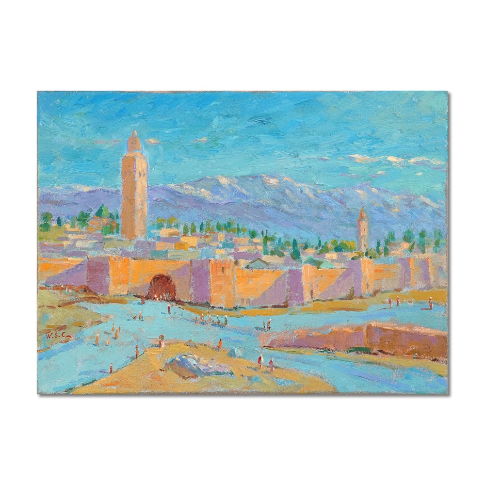 WINSTON CHURCHILL (1874-1965), ATTRIBUTED TO, OIL ON CANVAS: Image Dimensions: 24 x 17 3/4 in (61 x 45 cm) Signed (lower left) This painting comes with COA. This vibrant oil painting, bearing the signature "W.S.C." in the lower left corner, is attributed to Sir