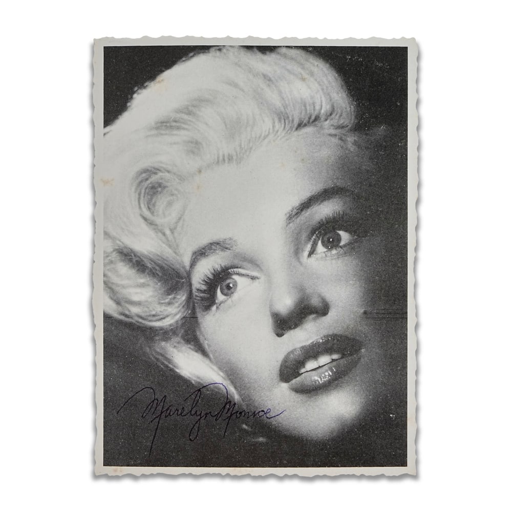MARILYN MONROE SIGNED PHOTOGRAPH: 5 5/8 x 4 1/8 in (14.4 x 10.5 cm) Provenance and Authentication: This collectible has undergone a rigorous forensic evaluation. The signatures were carefully analyzed across multiple criteria, includi