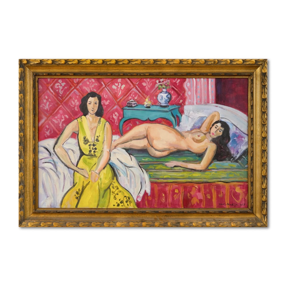 HENRI MATISSE (1869-1954), ATTRIBUTED TO, OIL ON CANVAS: Signed (lower right) Image Dimensions: 55 x 88.5 cm (21 3/4 x 35 in) This painting comes with a COA. Henri Matisse (1869-1954) was a leading figure in 20th-century art and the founder of Fauvism. Reno