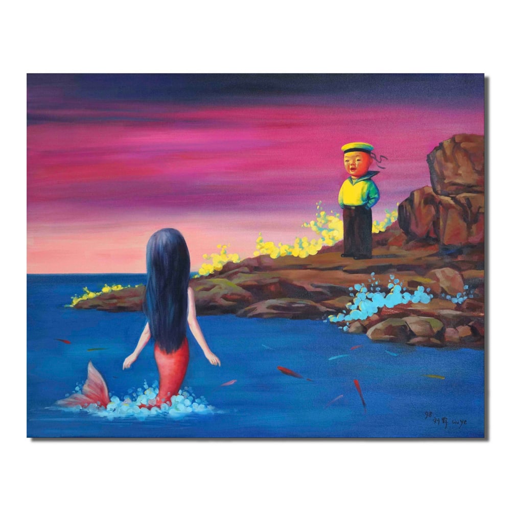 LIU YE (B.1964), ATTRIBUTED TO, ACRYLIC ON CANVAS: Image Dimensions: 39 1/4 by 31 3/8 inches (100 by 80 cm) Signed (lower right) This painting comes with COA. Liu Ye (B.1964) is a contemporary Chinese painter best known for his colorful, stylized