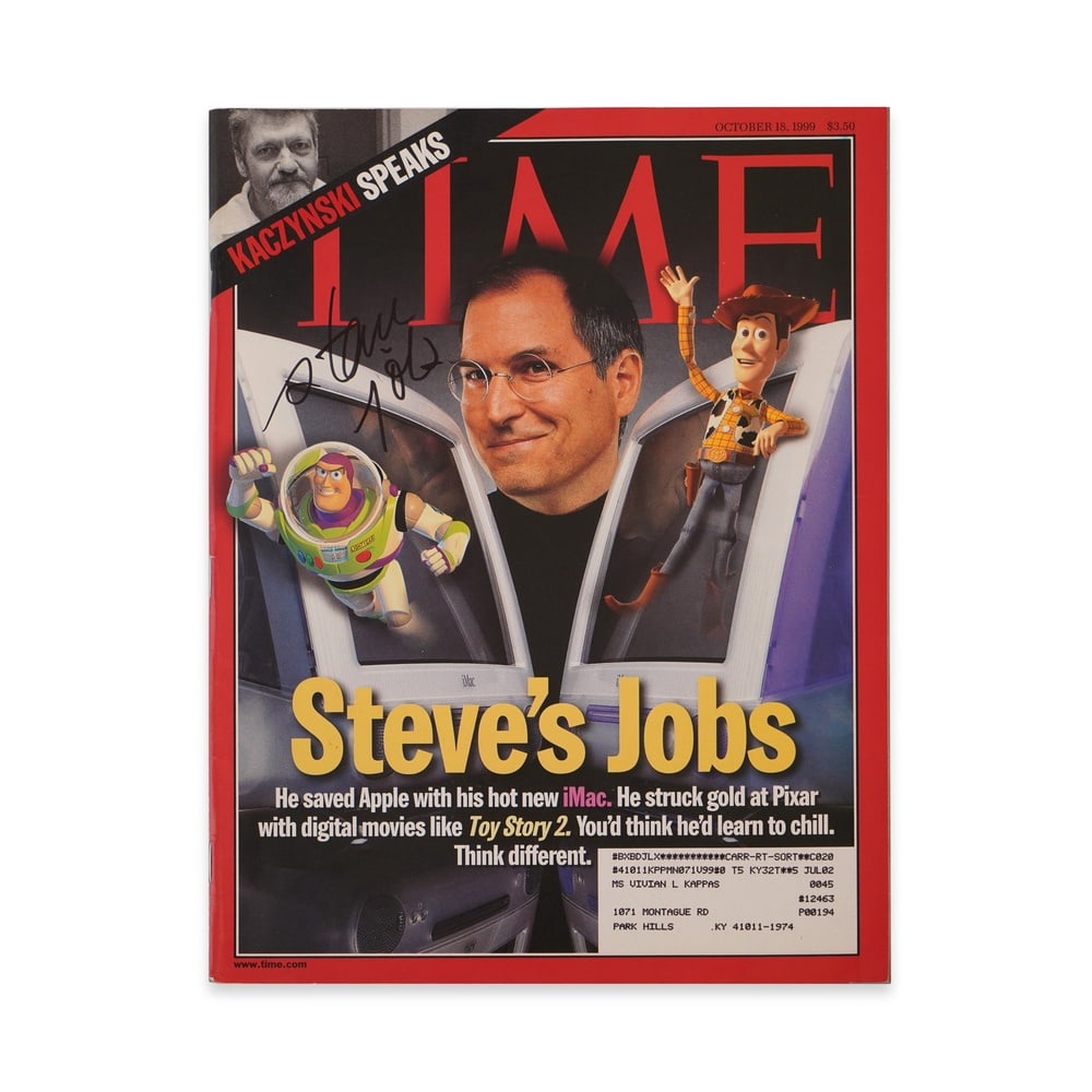STEVE JOBS SIGNED TIME MAGAZINE COVER, OCTOBER 18, 1999 (1 of 5)