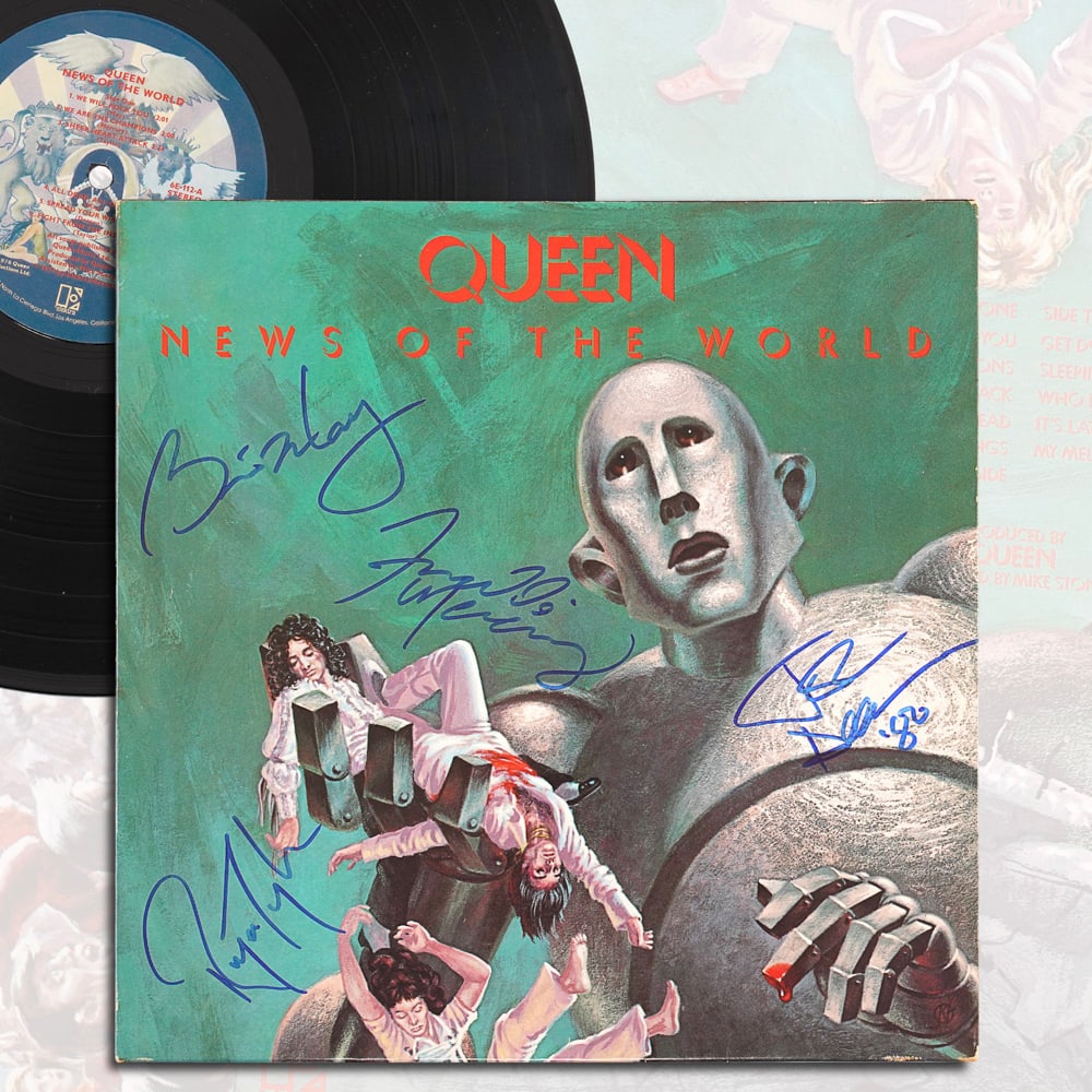 QUEEN FULLY SIGNED "NEWS OF THE WORLD" LP (1 of 7)