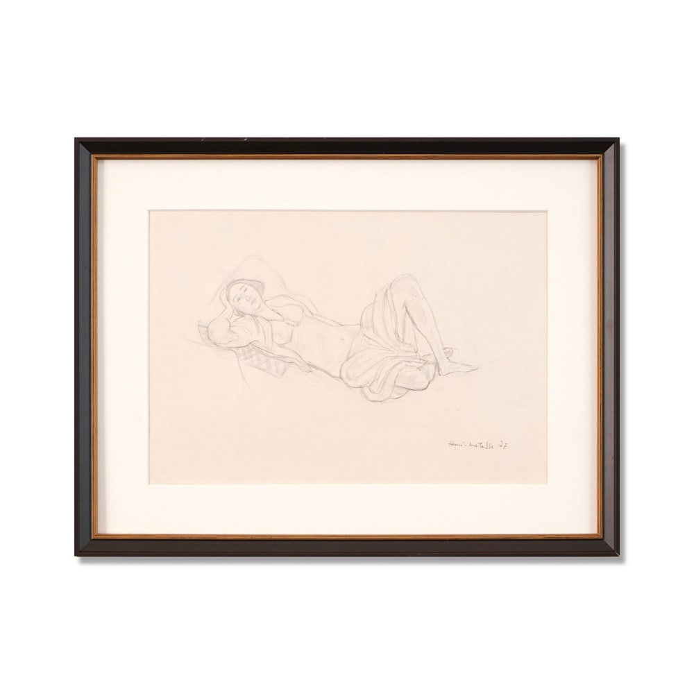 HENRI MATISSE (1869-1954), PENCIL ON PAPER: Signed (lower right) Image Dimensions: 10 3/8 x 15 in (26.5 x 38 cm) Framed Dimensions: 20 1/8 x 15 3/8 in (51 x 39 cm) This painting comes with COA. Henri Matisse stands as one of the central archite
