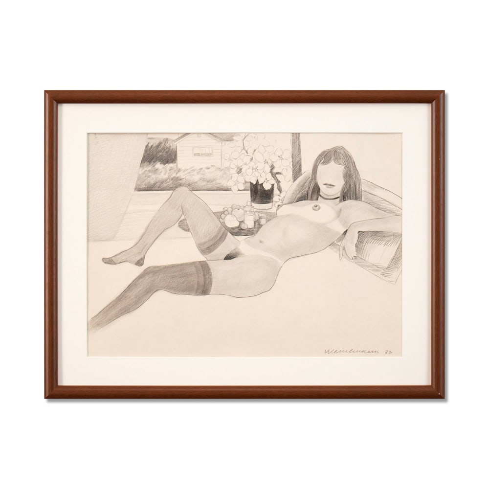 TOM WESSELMANN (1931-2004), CHARCOAL ON PAPER: Signed (lower right) Image Dimensions: 20 5/8 x 14 3/4 in (52.5 x 37.5 cm) Framed Dimensions: 25 3/4 x 19 7/8 in (65.5 x 50.5 cm) This painting comes with COA. This striking drawing by Tom Wesselmann