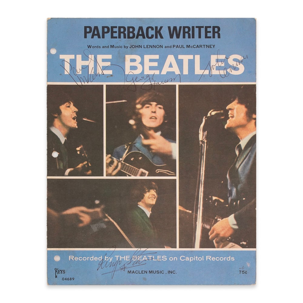 THE BEATLES FULLY SIGNED PAPERBACK WRITER SHEET MUSIC (1 of 3)