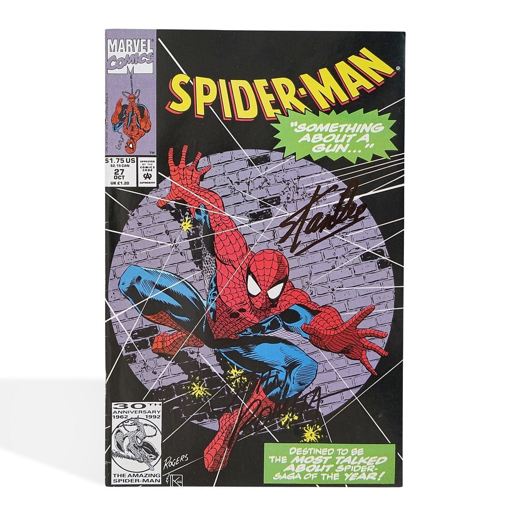 STAN LEE, JOHN ROMITA SR., AND STEVE DITKO SIGNED SPIDER-MAN #27 (1992) (1 of 3)
