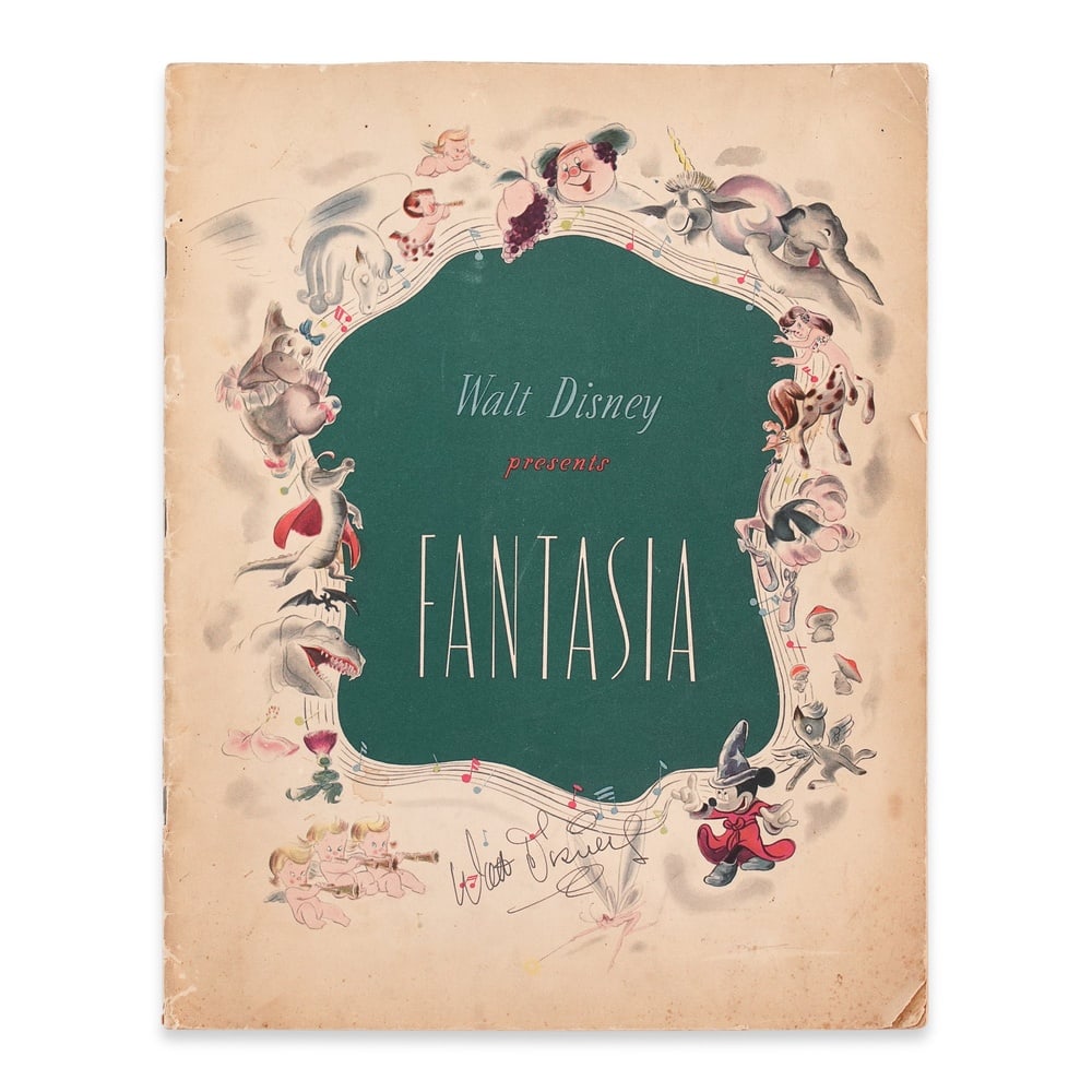 WALT DISNEY SIGNED FANTASIA PROGRAM: 12 5/8 x 9 5/8 in (32 x 24.5 cm) Provenance and Authentication: This collectible has undergone a rigorous forensic evaluation. The signatures were carefully analyzed across multiple criteria, includin
