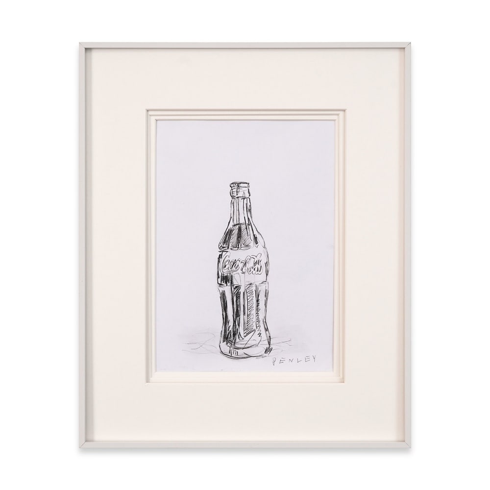 STEVE PENLEY SIGNED 'COCA COLA BOTTLE' DRAWING: Image Dimensions: 11 1/4 x 8 in (28.5 x 20.3 cm) Provenance and Authentication: This collectible has undergone a rigorous forensic evaluation. The signatures were carefully analyzed across multiple cr