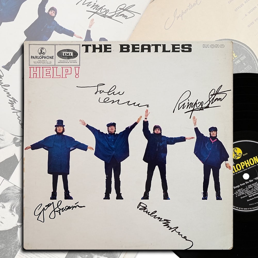 THE BEATLES FULLY SIGNED HELP! UK MONO LP (1 of 5)