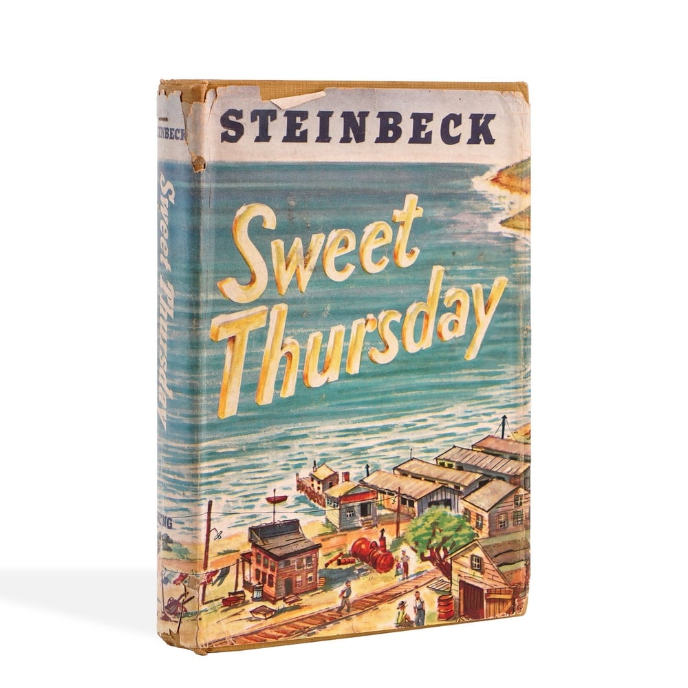 JOHN STEINBECK SIGNED "SWEET THURSDAY" FIRST EDITION (1954): 8 1/4 x 5 3/4 in (21 x 14.5 cm) This is a rare first edition of Sweet Thursday, personally signed by Nobel Prize winning author John Steinbeck. Published by the Viking Press in 1954, this novel is a s