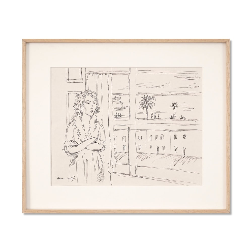 HENRI MATISSE (1869-1954), ATTRIBUTED TO, PENCIL AND INDIA INK ON PAPER: Signed (lower left) Image Dimensions: 12 x 9 1/2 in (30.6 x 24.2 cm) Framed Dimensions: 16 1/8 x 13 5/8 in (41 x 34.5 cm) This painting comes with COA. Henri Matisse occupies a central position in