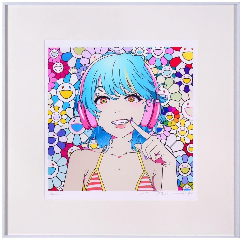 TAKASHI MURAKAMI (B.1962), OFFSET LITHOGRAPH: Image Dimensions: 15 x 15 3/4 in (38 x 40 cm) Signed (lower right) Takashi Murakami (B. 1962), widely regarded as the foremost figure of contemporary Japanese art, has redefined the global perception