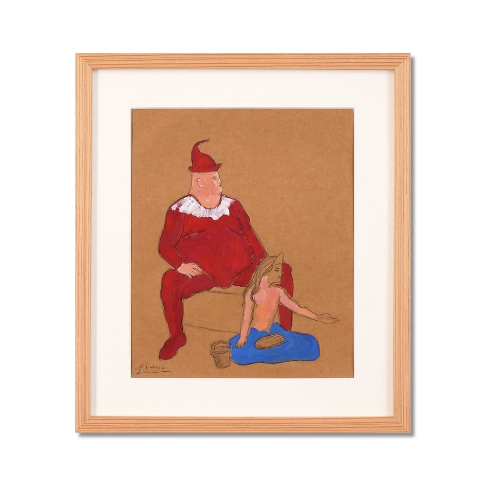 PABLO PICASSO (1881-1973), ATTRIBUTED TO, WATERCOLOR AND CHARCOAL ON PAPER: Signed (lower left) Image Dimensions: 12 5/8 x 10 1/2 in (32 x 26.8 cm) Framed Dimensions: 17 5/8 x 15 1/2 in (44.8 x 39.5 cm) This painting comes with COA. Pablo Picasso stands as one of the most tra