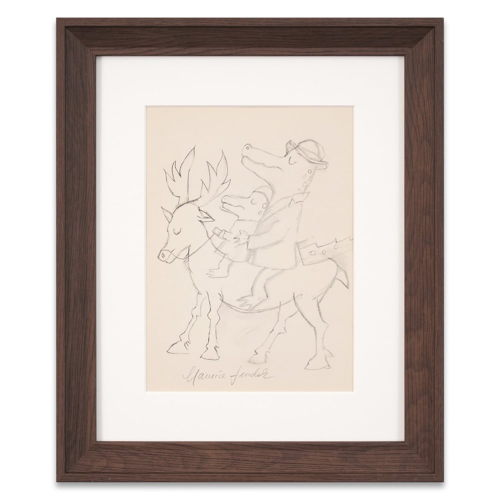 MAURICE SENDAK SIGNED DRAWING: Image Dimensions: 10 3/8 x 7 1/2 in (26.5 x 19 cm) Framed Dimensions: 16 7/8 x 13 3/4 in (42.7 x 35 cm) Provenance and Authentication: This collectible has undergone a rigorous forensic evaluation. Th