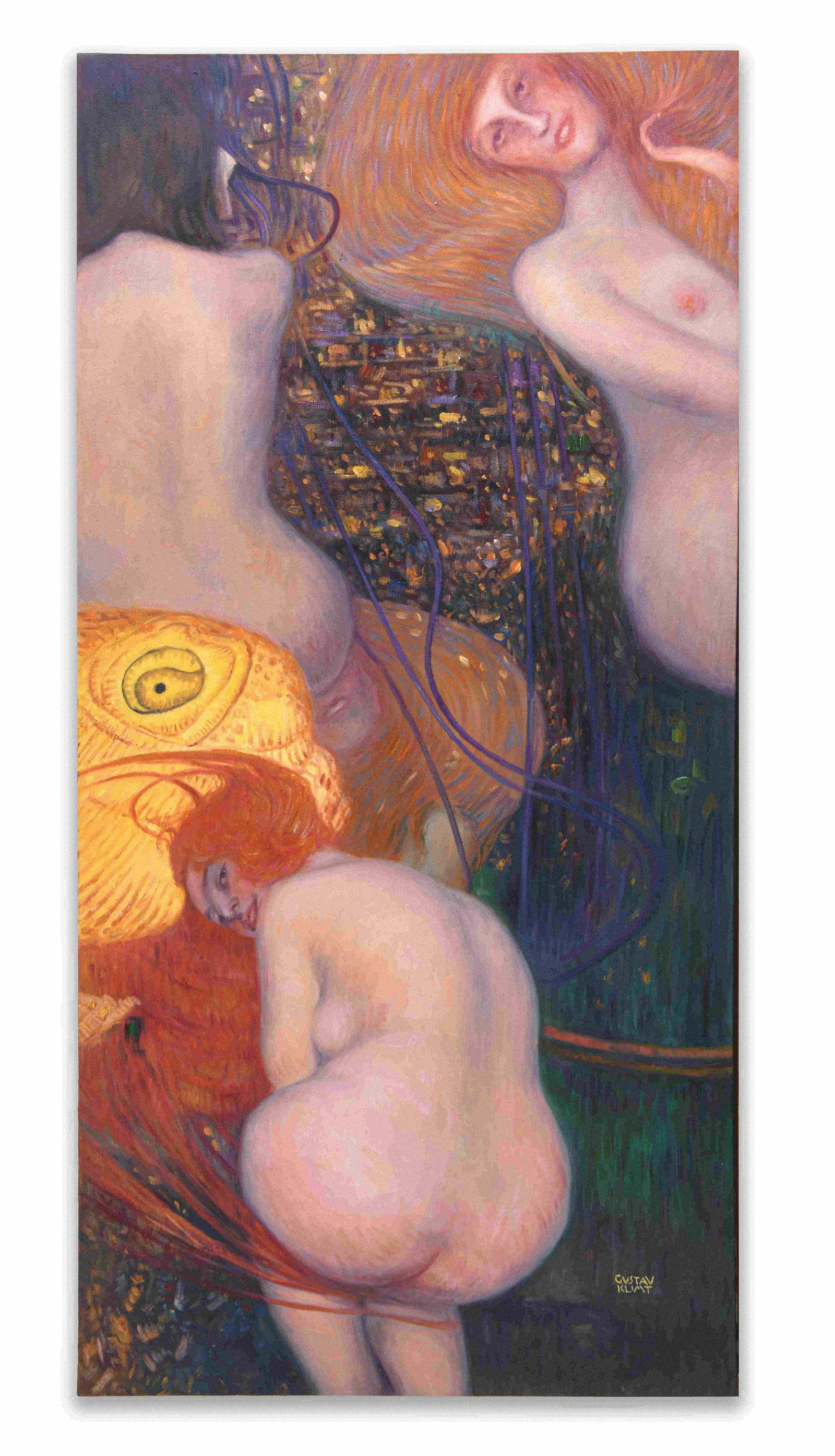 GUSTAV KLIMT (1862-1918),OIL ON CANVAS: GUSTAV KLIMT (1862-1918),OIL ON CANVAS Dimensions: Image size: 126.5 × 63 cm. All measured values are approximate. Provenance and Authenticity: This oil painting is attributed to Gustav Klimt and ref