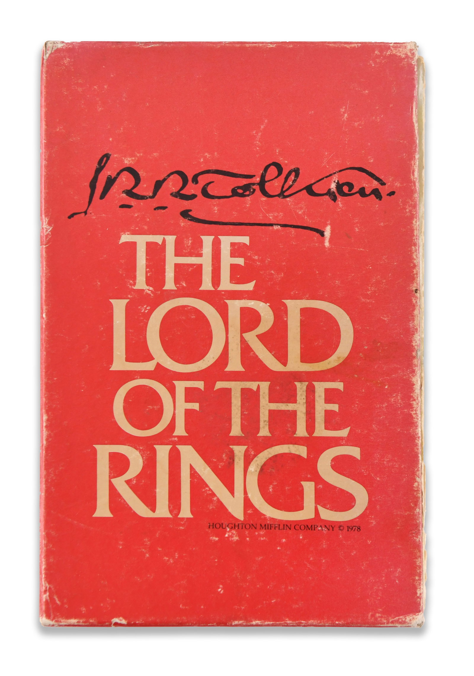 J.R.R. TOLKIEN - SIGNED THE LORD OF THE RINGS THREE-VOLUME BOX SET: J.R.R. TOLKIEN - SIGNED THE LORD OF THE RINGS THREE-VOLUME BOX SET Provenance and Authenticity: The lot is documented by the photographic record supplied for catalogue review, including views of the