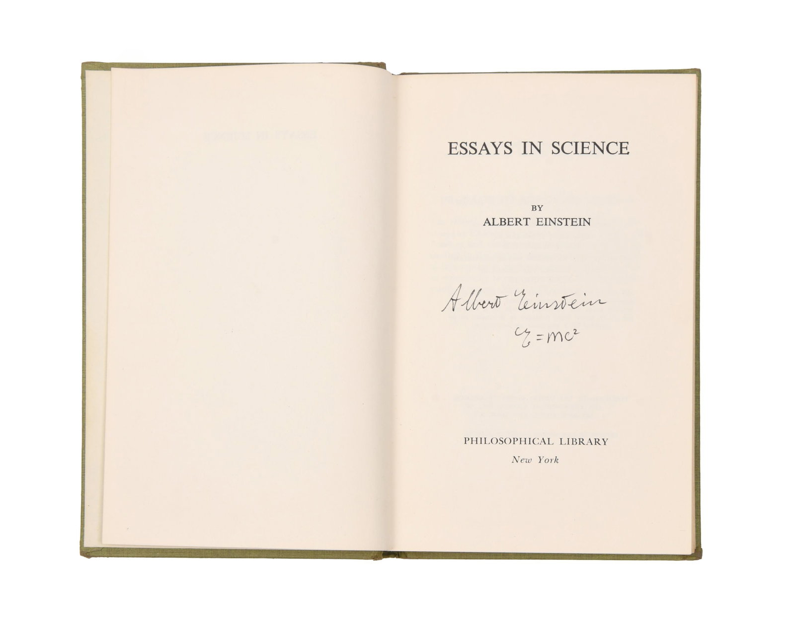 ALBERT EINSTEIN (1879-1955), SIGNED, ESSAYS IN SCIENCE, PHILOSOPHICAL LIBRARY, NEW YORK - 2