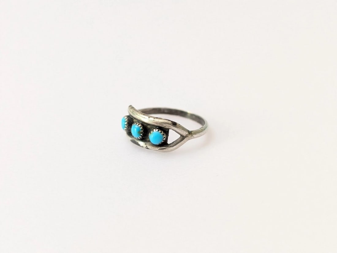 THREE-STONE TURQUOISE RING - 2