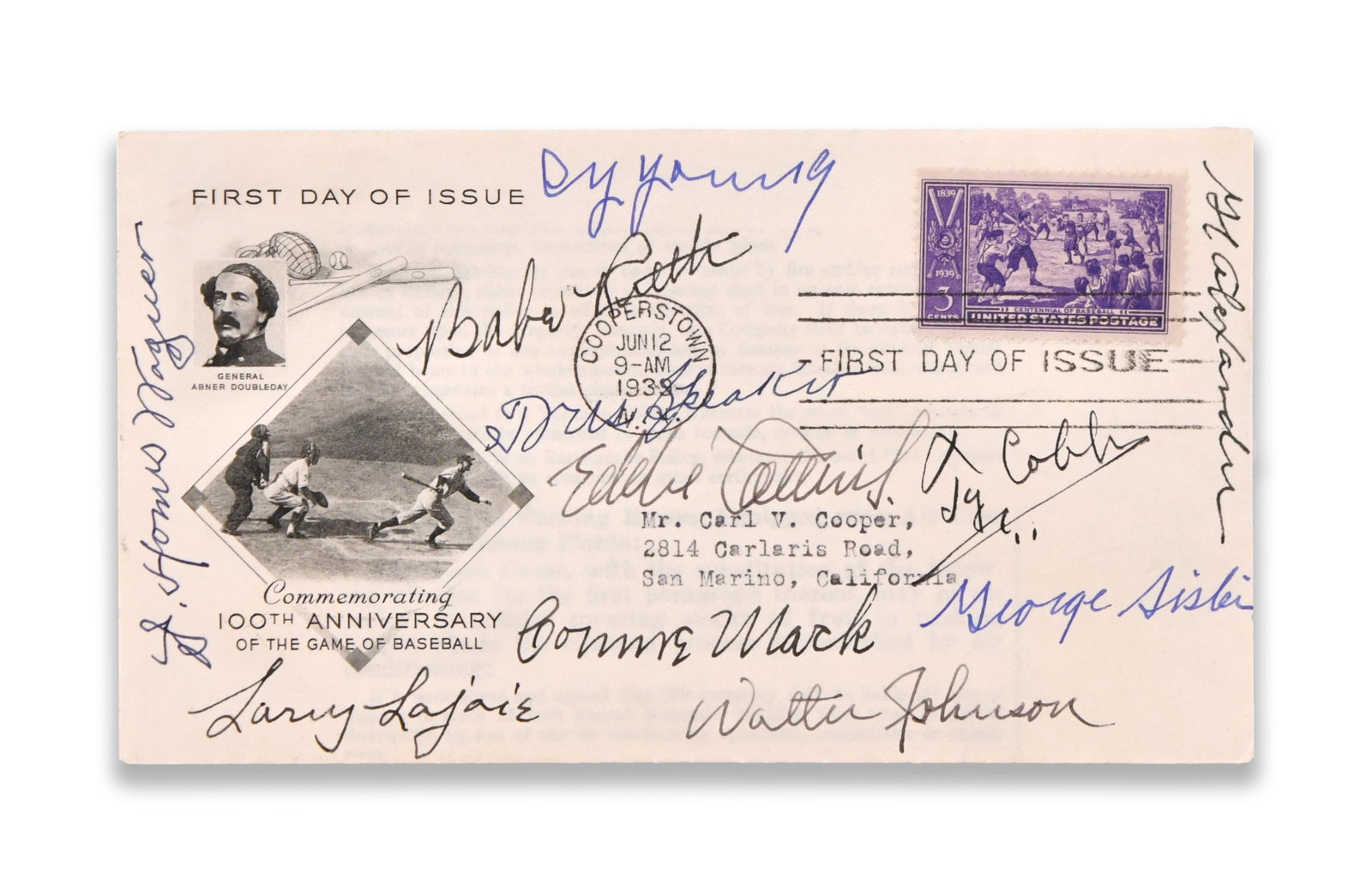 BASEBALL HALL OF FAME - ELEVEN-SIGNATURE CENTENNIAL ENVELOPE (1 of 1)