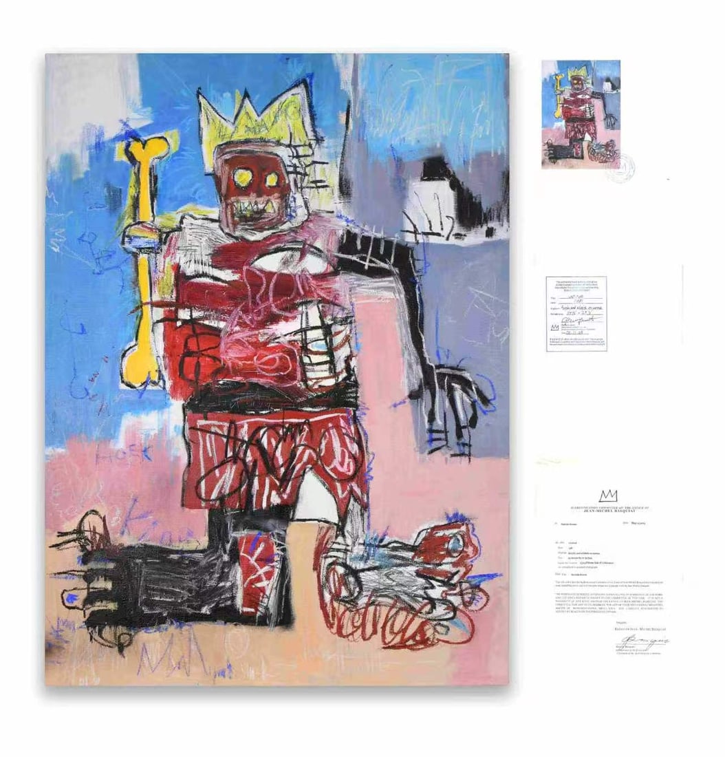 JEAN-MICHEL BASQUIAT (1960-1988), ACRYLIC AND OILSTICK ON CANVAS: JEAN-MICHEL BASQUIAT (1960-1988), ACRYLIC AND OILSTICK ON CANVAS Dimensions: Image size: 99 x 68.5 cm. All measured values are approximate. Provenance and Authenticity: The work is presented with fron