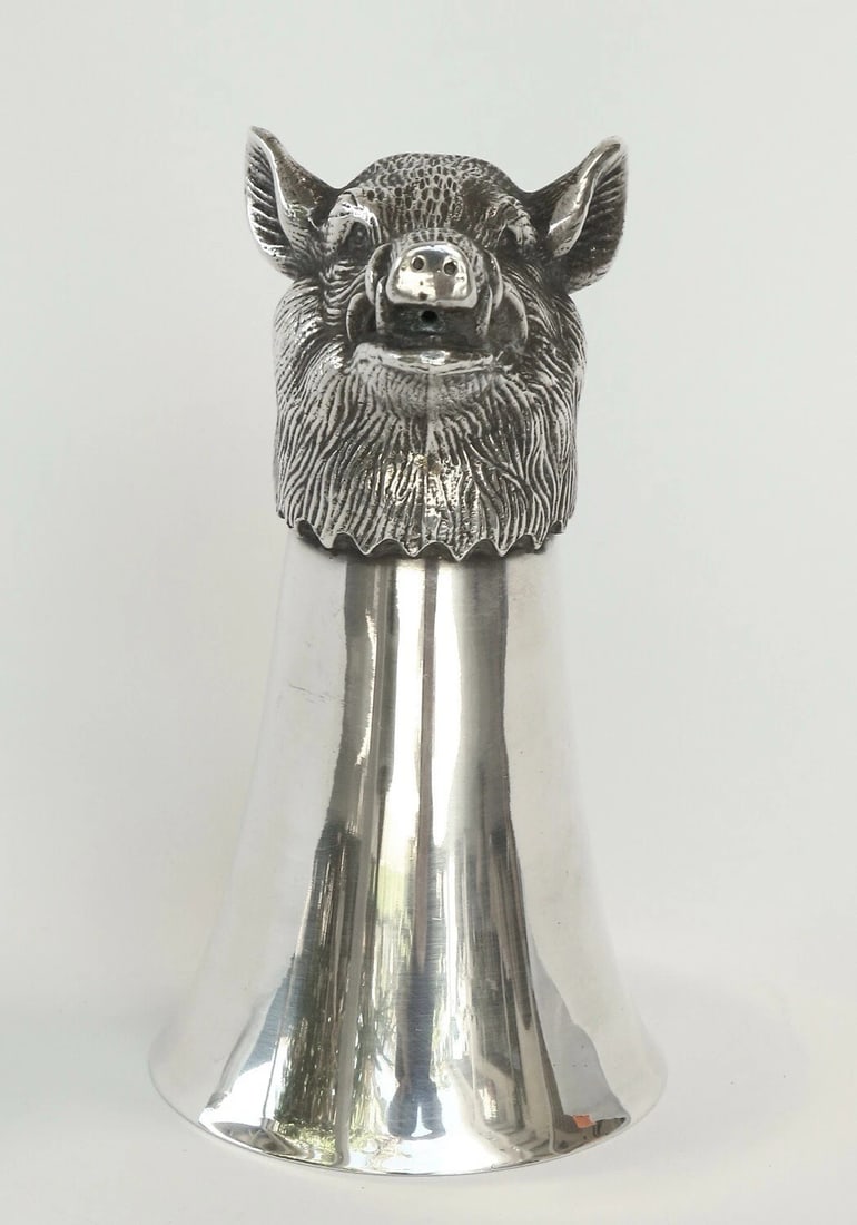 SILVER ANIMAL-HEAD STIRRUP CUP - 2