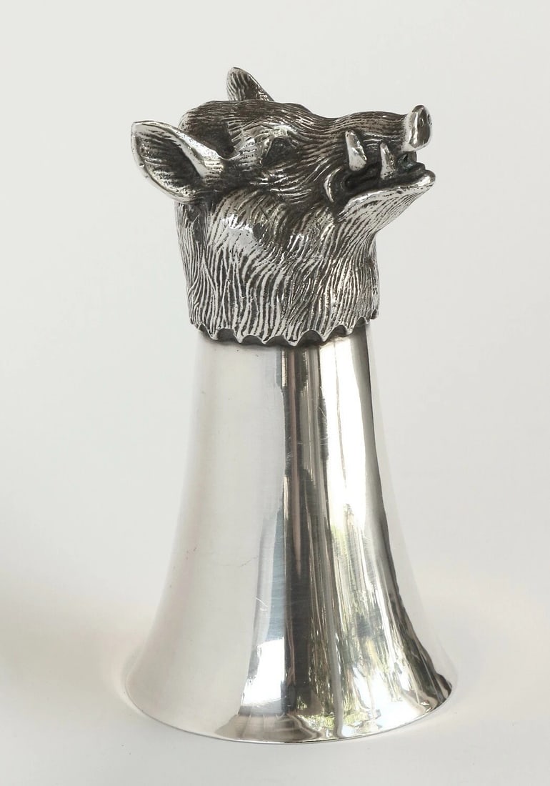 SILVER ANIMAL-HEAD STIRRUP CUP - 4