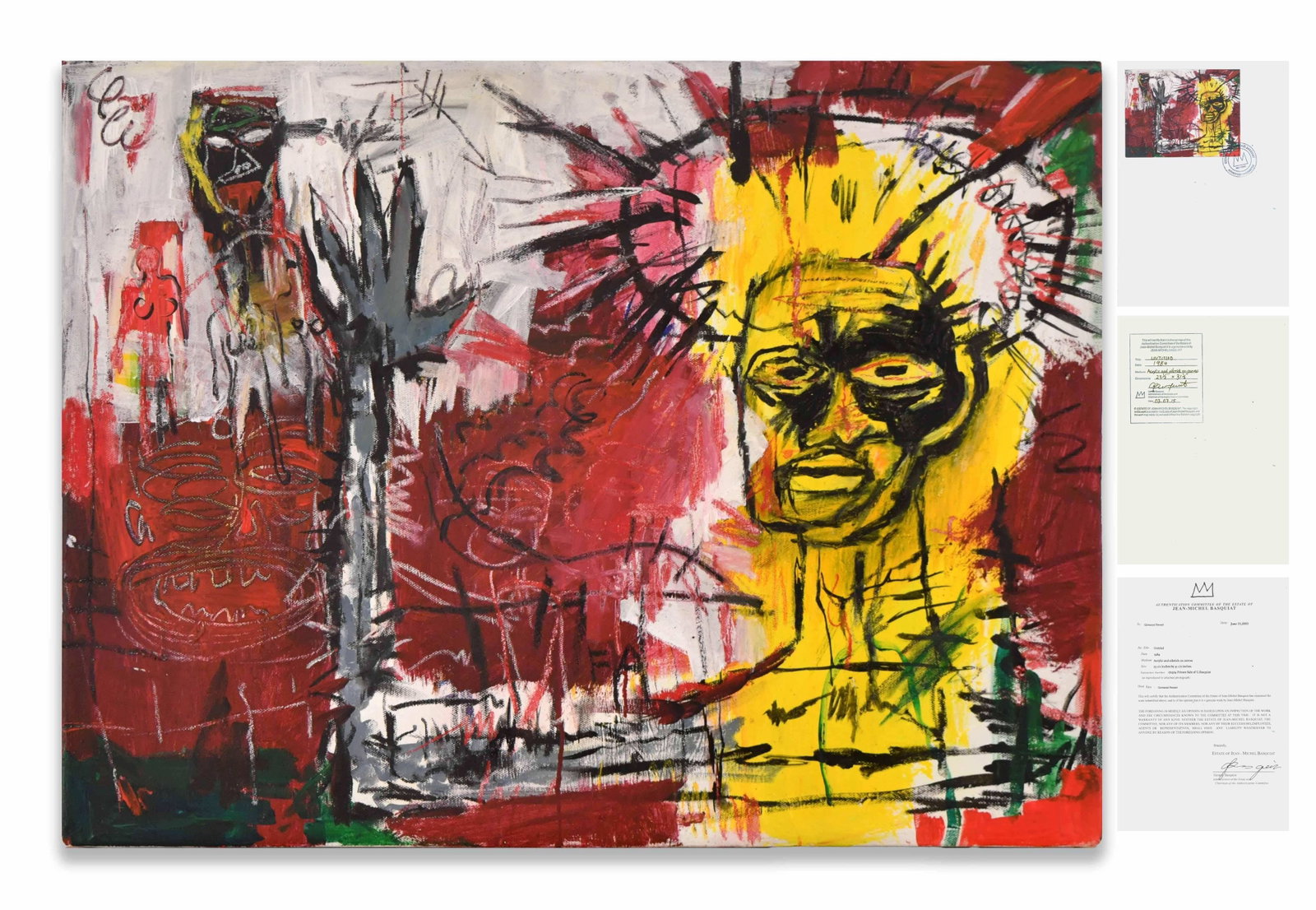 JEAN-MICHEL BASQUIAT (1960-1988),ACRYLIC AND OILSTICK ON CANVAS: JEAN-MICHEL BASQUIAT (1960-1988),ACRYLIC AND OILSTICK ON CANVAS Dimensions: Image size: 60 × 80 cm. All measured values are approximate. Provenance and Authenticity: The reverse bears large