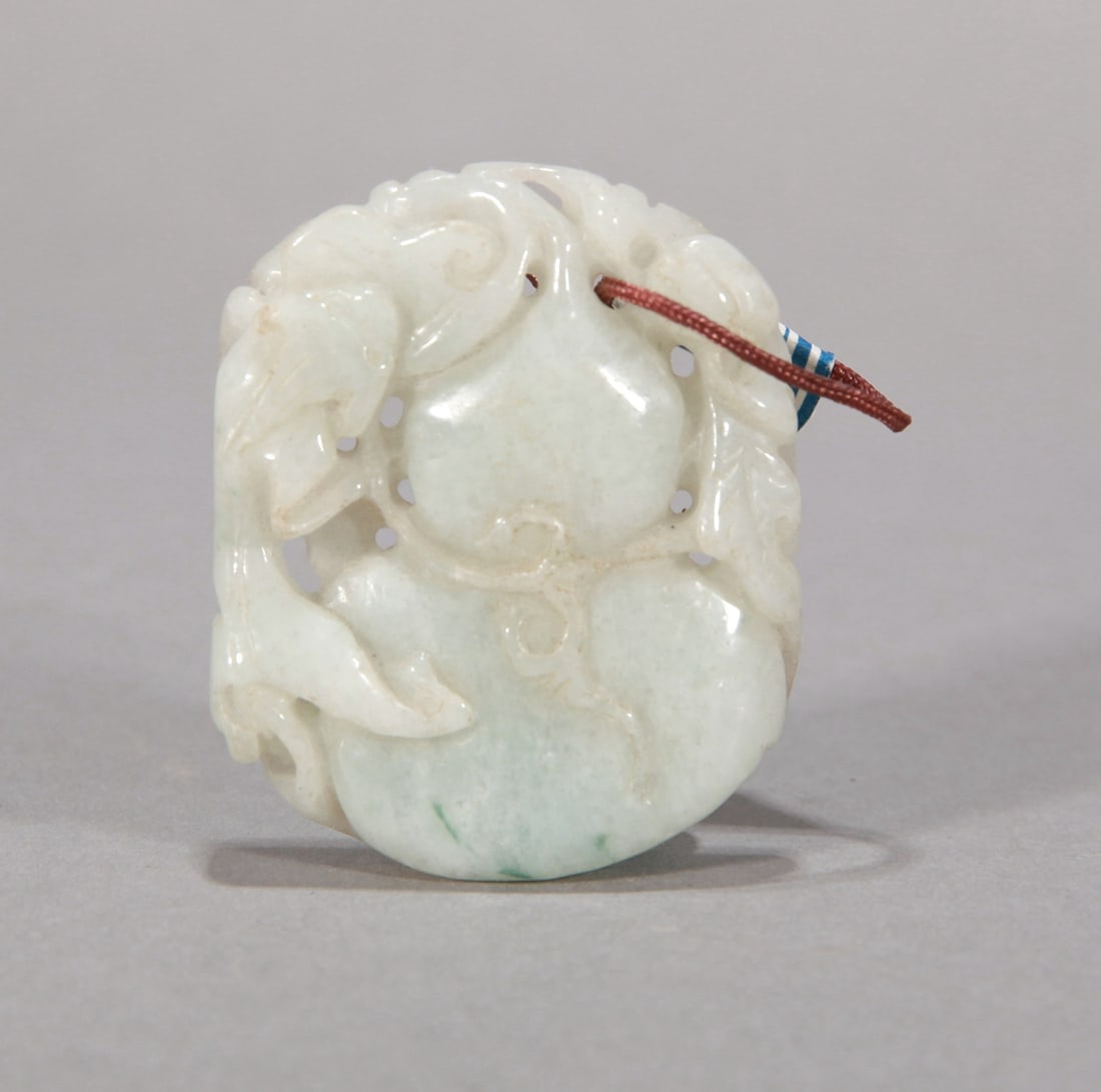 A JADEITE GOURD-FORM HANDLE ORNAMENT (1 of 3)