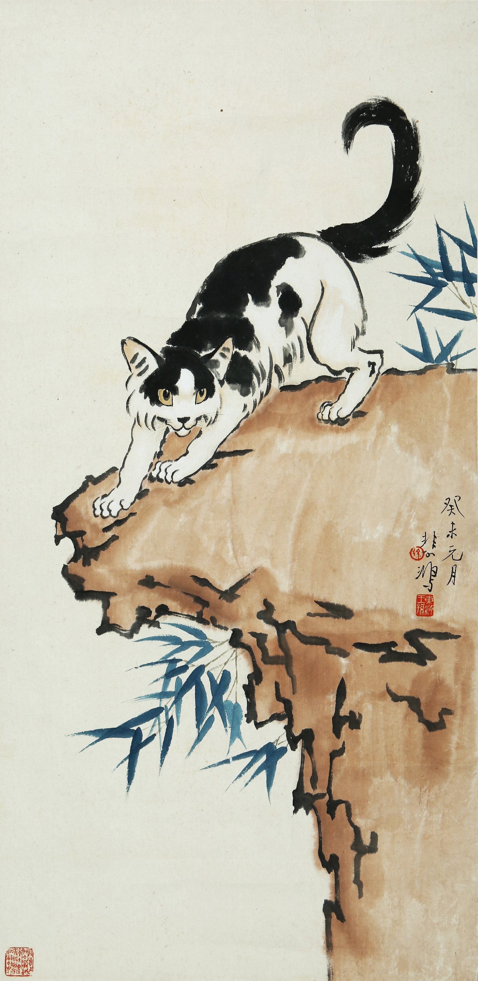 XU BEIHONG (1895-1953), ATTRIBUTED TO, CATS AT PLAY: XU BEIHONG (1895-1953), ATTRIBUTED TO, CATS AT PLAY Dimensions: Dimensions: Width: 93 cm (36.61 in.) x Height: 45 cm (17.72 in.). All measurements are approximate.