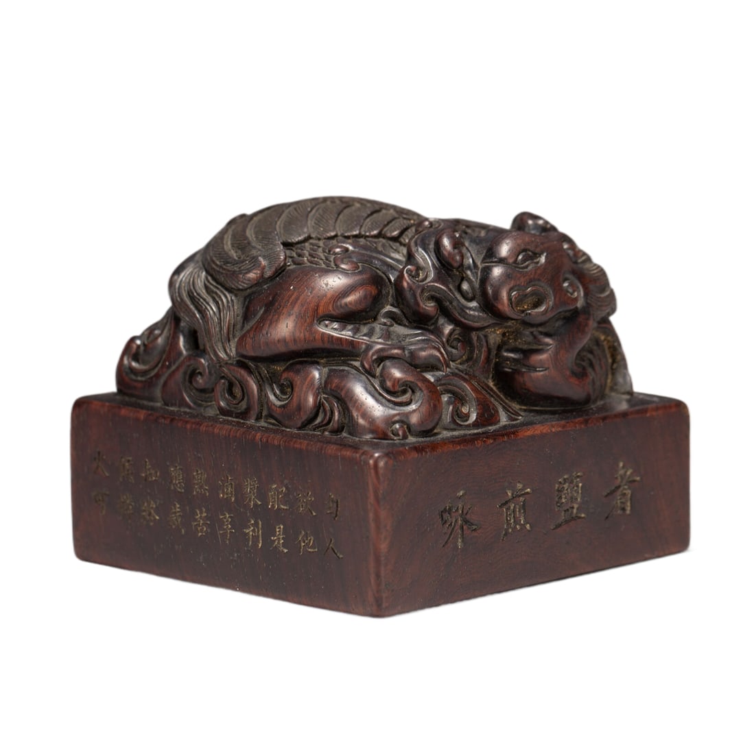 A RED SANDALWOOD 'PHOENIX' SEAL (1 of 9)