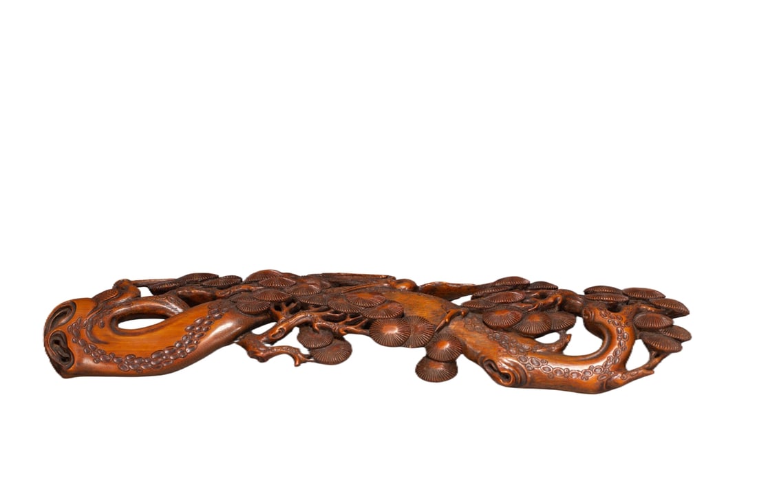 A BOXWOOD ORNAMENT: A BOXWOOD ORNAMENT Dimensions: Dimensions: Length: 31.5 cm (12.40 in.), Width: 7.5 cm (2.95 in.). Weight: 100 g. All measurements are approximate.