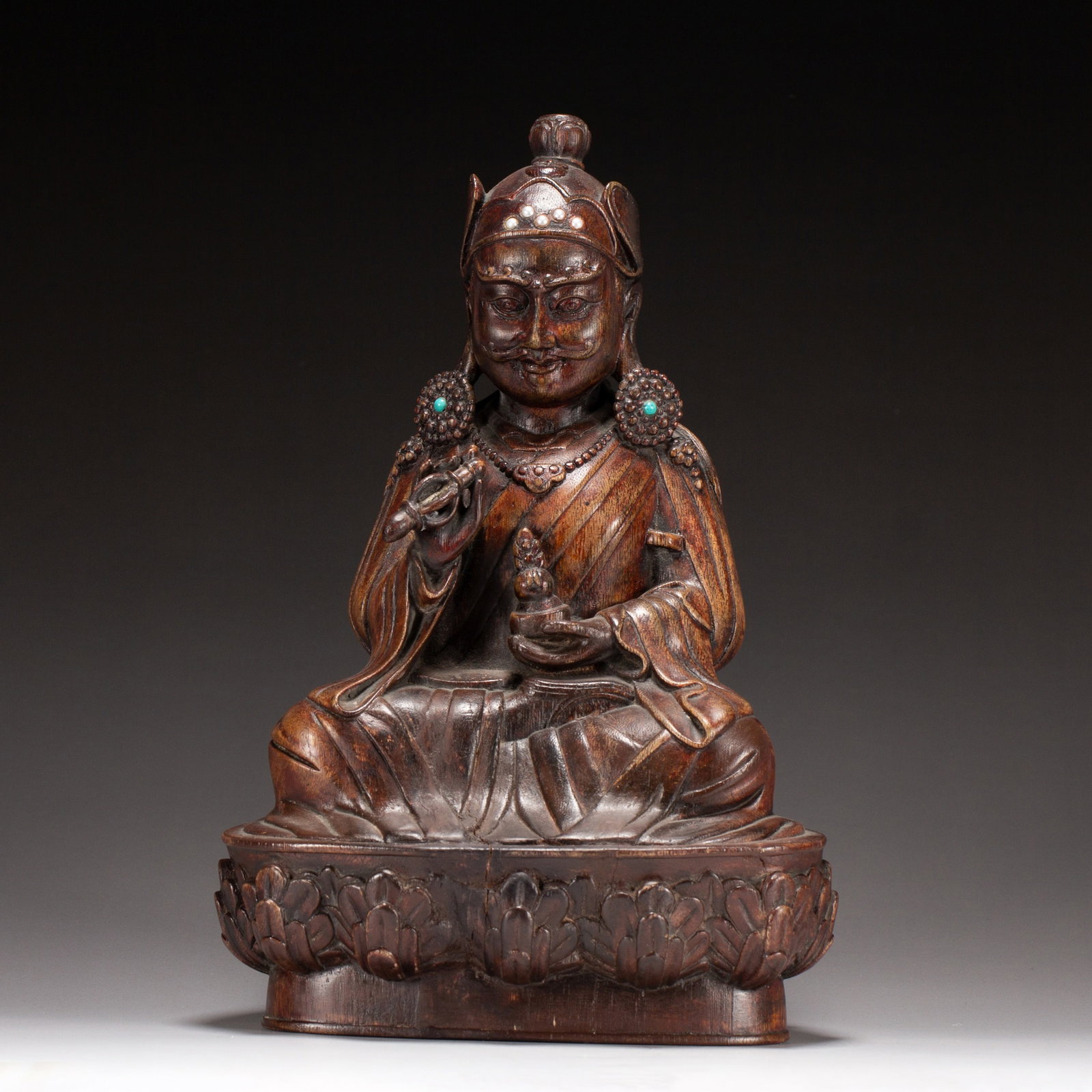 AN ALGUM WOOD BUDDHA FIGURE (1 of 8)