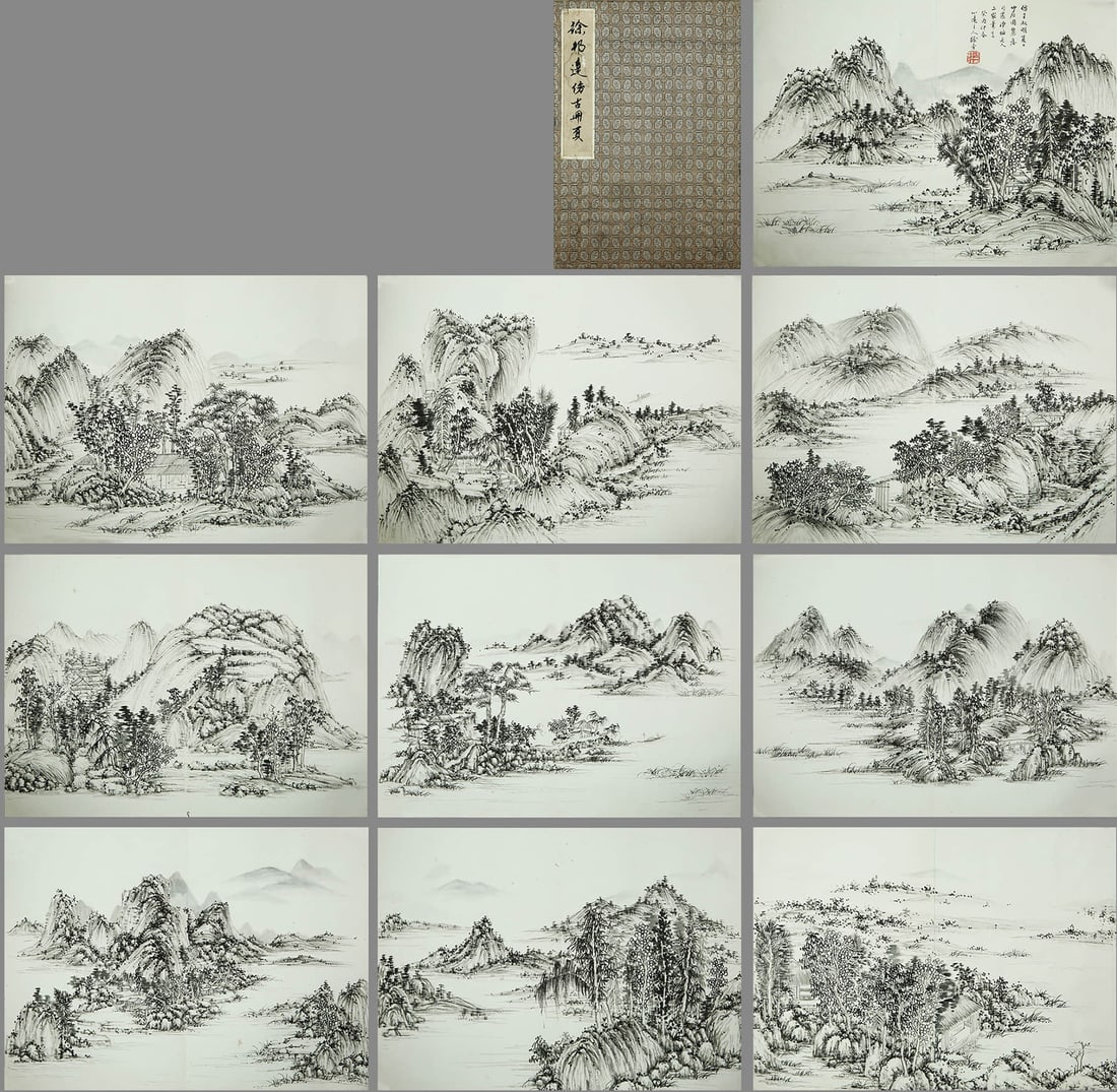 XU BANGDA (1911-2012), ATTRIBUTED TO, AFTER THE STYLE OF SUMMER MOUNTAIN DWELLING (ALBUM) (1 of 13)