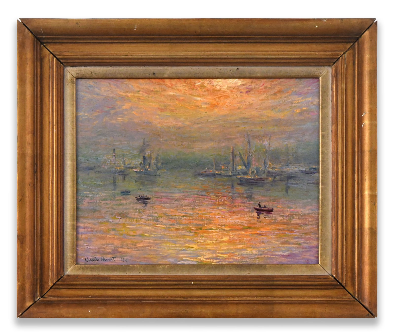 CLAUDE MONET (1840-1926), ATTRIBUTED TO, OIL ON CANVAS: CLAUDE MONET (1840-1926), ATTRIBUTED TO, OIL ON CANVAS Dimensions: Image size: 31.8 x 40.9 cm. All measured values are approximate. Outer frame size: 48.2 x 57.3 cm. All measured values are