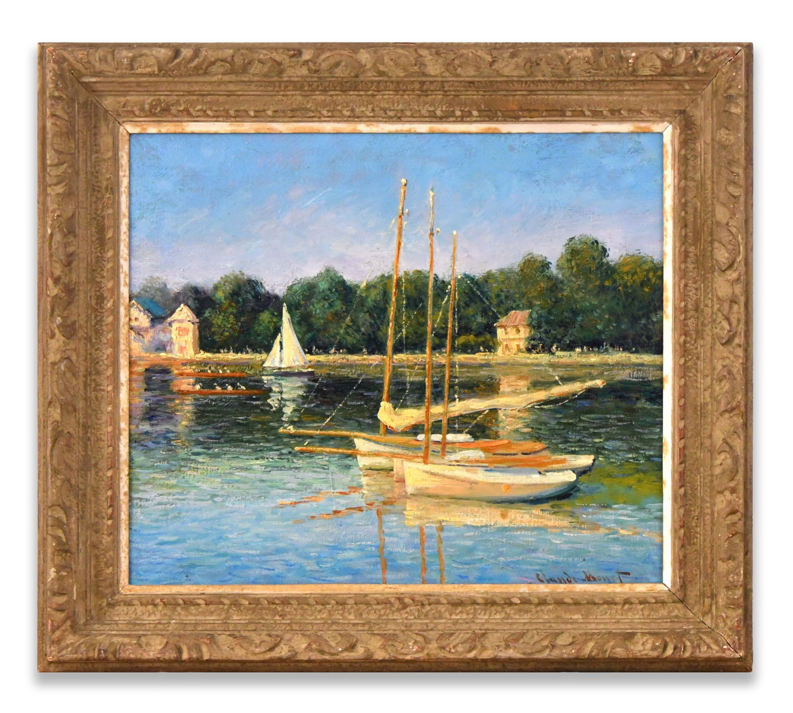 CLAUDE MONET (1840-1926), ATTRIBUTED TO, OIL ON CANVAS: CLAUDE MONET (1840-1926), ATTRIBUTED TO, OIL ON CANVAS Dimensions: Image size: 45.7 x 53.2 cm. All measured values are approximate. Outer frame size: 61.8 x 69.6 cm. All measured values are